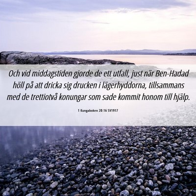 Picture 06 - 1 Kungaboken 20:16 SV1917 - Och vid middagstiden gjorde de ett utfall, just - Bible Verse Picture