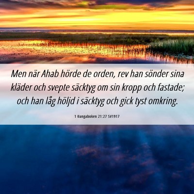 Picture 06 - 1 Kungaboken 21:27 SV1917 - Men när Ahab hörde de orden, rev han sönder - Bible Verse Picture