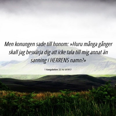 Picture 06 - 1 Kungaboken 22:16 SV1917 - Men konungen sade till honom: »Huru många - Bible Verse Picture
