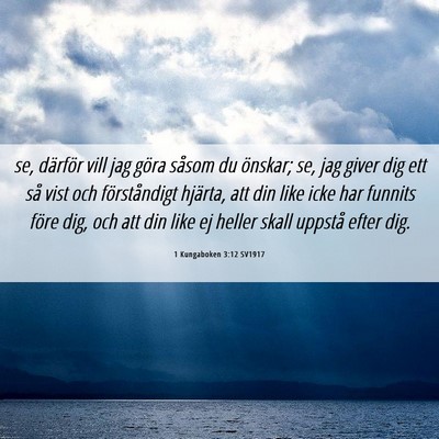 Picture 06 - 1 Kungaboken 3:12 SV1917 - se, därför vill jag göra såsom du önskar; - Bible Verse Picture