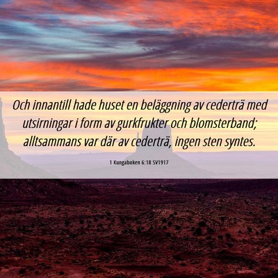 Picture 06 - 1 Kungaboken 6:18 SV1917 - Och innantill hade huset en beläggning av - Bible Verse Picture