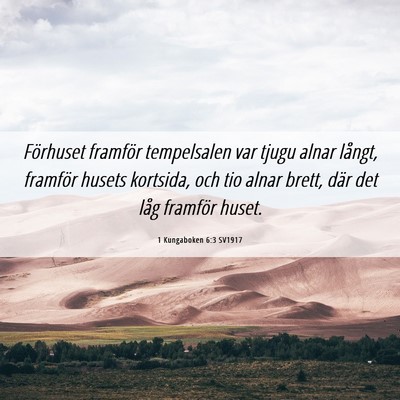 Picture 06 - 1 Kungaboken 6:3 SV1917 - Förhuset framför tempelsalen var tjugu alnar - Bible Verse Picture