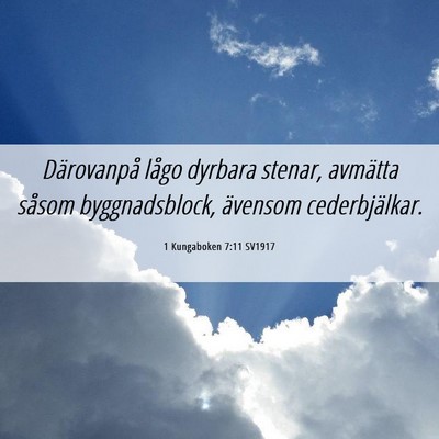 Picture 06 - 1 Kungaboken 7:11 SV1917 - Därovanpå lågo dyrbara stenar, avmätta såsom - Bible Verse Picture