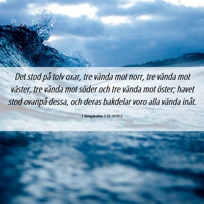 Picture 06 - 1 Kungaboken 7:25 SV1917 - Det stod på tolv oxar, tre vända mot norr, tre - Bible Verse Picture
