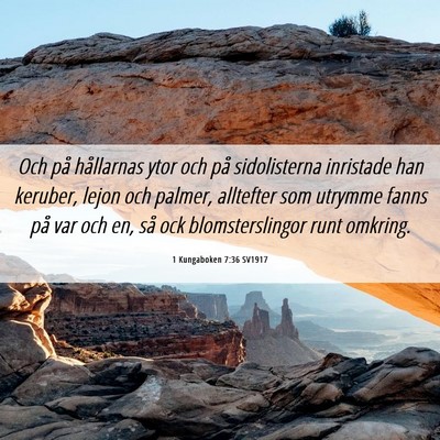 Picture 06 - 1 Kungaboken 7:36 SV1917 - Och på hållarnas ytor och på sidolisterna - Bible Verse Picture