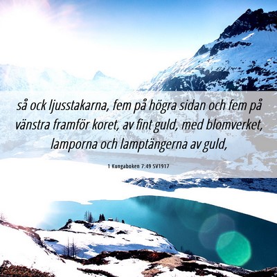Picture 06 - 1 Kungaboken 7:49 SV1917 - så ock ljusstakarna, fem på högra sidan och - Bible Verse Picture