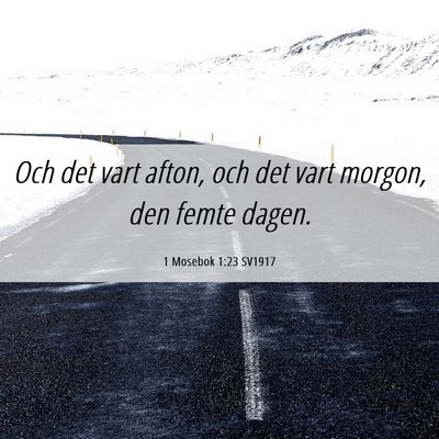 Picture 06 - 1 Mosebok 1:23 SV1917 - Och det vart afton, och det vart morgon, den - Bible Verse Picture