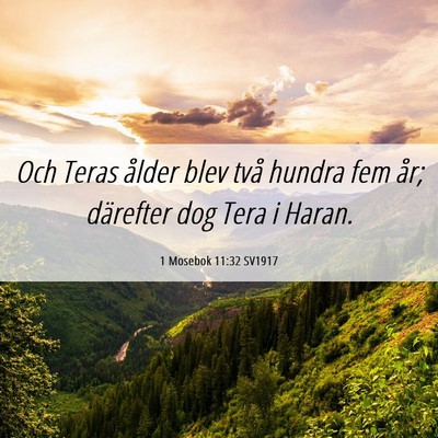 Picture 06 - 1 Mosebok 11:32 SV1917 - Och Teras ålder blev två hundra fem år; - Bible Verse Picture