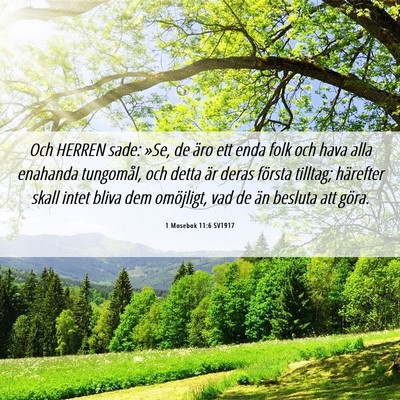 Picture 06 - 1 Mosebok 11:6 SV1917 - Och HERREN sade: »Se, de äro ett enda folk och - Bible Verse Picture