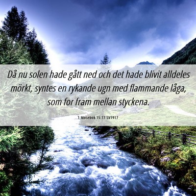 Picture 06 - 1 Mosebok 15:17 SV1917 - Då nu solen hade gått ned och det hade blivit - Bible Verse Picture