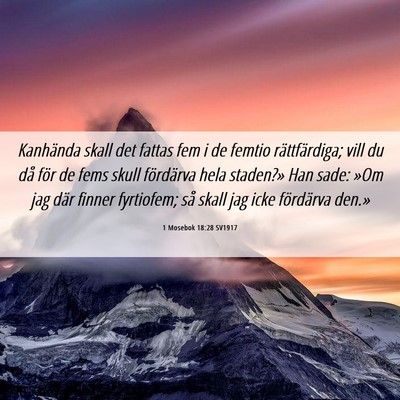 Picture 06 - 1 Mosebok 18:28 SV1917 - Kanhända skall det fattas fem i de femtio - Bible Verse Picture