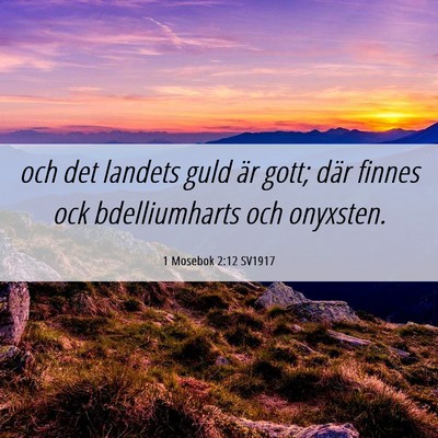 Picture 06 - 1 Mosebok 2:12 SV1917 - och det landets guld är gott; där finnes ock - Bible Verse Picture