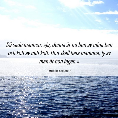 Picture 06 - 1 Mosebok 2:23 SV1917 - Då sade mannen: »Ja, denna är nu ben av mina - Bible Verse Picture
