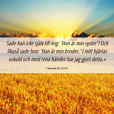 Picture 06 - 1 Mosebok 20:5 SV1917 - Sade han icke själv till mig: 'Hon är min - Bible Verse Picture