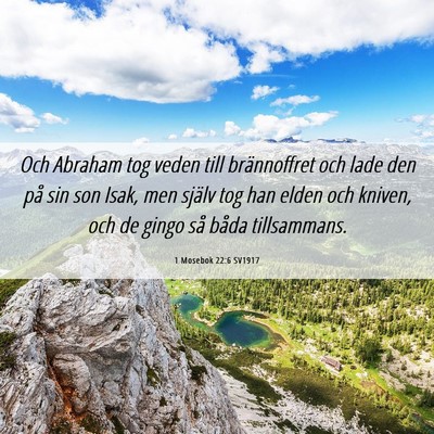 Picture 06 - 1 Mosebok 22:6 SV1917 - Och Abraham tog veden till brännoffret och lade - Bible Verse Picture