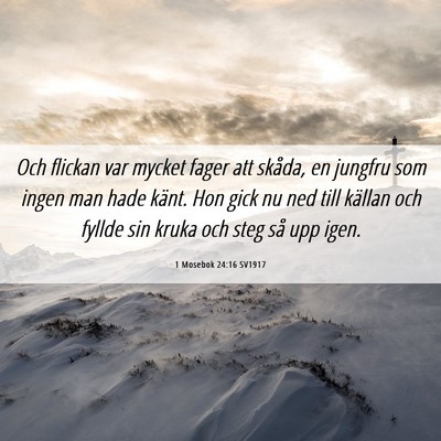 Picture 06 - 1 Mosebok 24:16 SV1917 - Och flickan var mycket fager att skåda, en - Bible Verse Picture