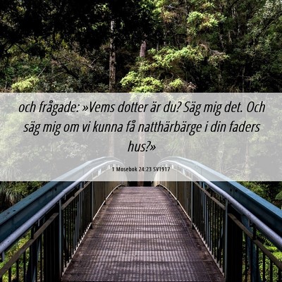 Picture 06 - 1 Mosebok 24:23 SV1917 - och frågade: »Vems dotter är du? Säg mig det. - Bible Verse Picture