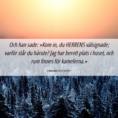 Picture 06 - 1 Mosebok 24:31 SV1917 - Och han sade: »Kom in, du HERRENS välsignade; - Bible Verse Picture