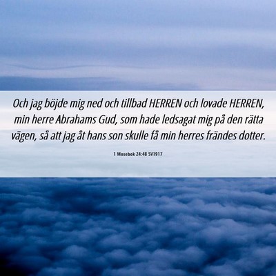 Picture 06 - 1 Mosebok 24:48 SV1917 - Och jag böjde mig ned och tillbad HERREN och - Bible Verse Picture