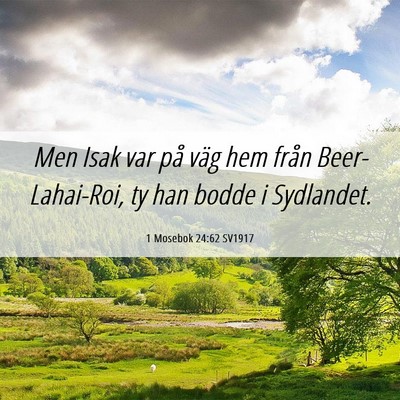 Picture 06 - 1 Mosebok 24:62 SV1917 - Men Isak var på väg hem från Beer-Lahai-Roi, - Bible Verse Picture
