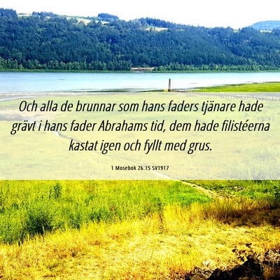 Picture 06 - 1 Mosebok 26:15 SV1917 - Och alla de brunnar som hans faders tjänare hade - Bible Verse Picture