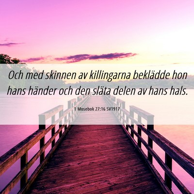 Picture 06 - 1 Mosebok 27:16 SV1917 - Och med skinnen av killingarna beklädde hon hans - Bible Verse Picture