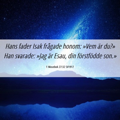 Picture 06 - 1 Mosebok 27:32 SV1917 - Hans fader Isak frågade honom: »Vem är du?» - Bible Verse Picture