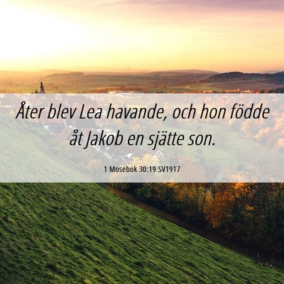 Picture 06 - 1 Mosebok 30:19 SV1917 - Åter blev Lea havande, och hon födde åt Jakob - Bible Verse Picture