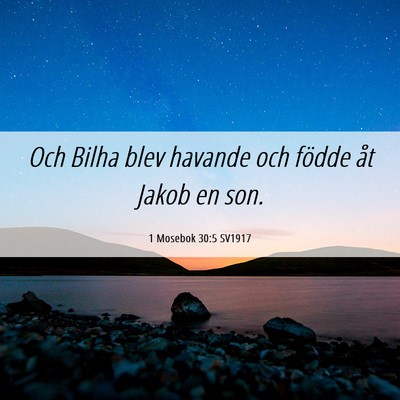 Picture 06 - 1 Mosebok 30:5 SV1917 - Och Bilha blev havande och födde åt Jakob en - Bible Verse Picture
