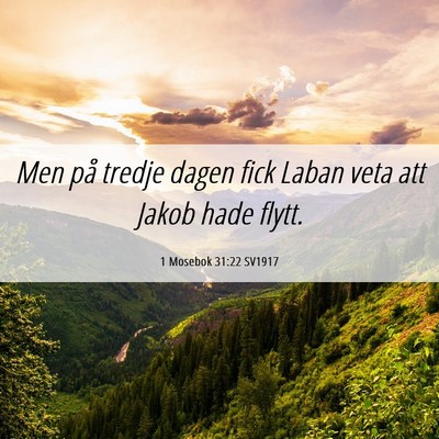 Picture 06 - 1 Mosebok 31:22 SV1917 - Men på tredje dagen fick Laban veta att Jakob - Bible Verse Picture