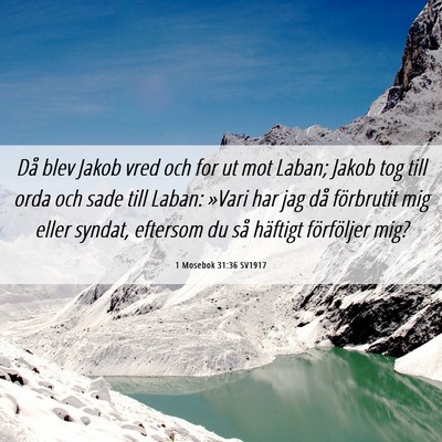 Picture 06 - 1 Mosebok 31:36 SV1917 - Då blev Jakob vred och for ut mot Laban; Jakob - Bible Verse Picture