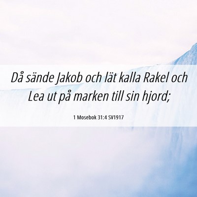Picture 06 - 1 Mosebok 31:4 SV1917 - Då sände Jakob och lät kalla Rakel och Lea ut - Bible Verse Picture