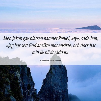 Picture 06 - 1 Mosebok 32:30 SV1917 - Men Jakob gav platsen namnet Peniel, »ty», sade - Bible Verse Picture