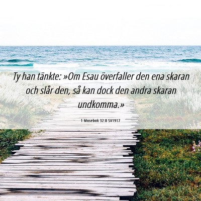 Picture 06 - 1 Mosebok 32:8 SV1917 - Ty han tänkte: »Om Esau överfaller den ena - Bible Verse Picture