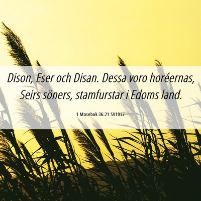 Picture 06 - 1 Mosebok 36:21 SV1917 - Dison, Eser och Disan. Dessa voro horéernas, - Bible Verse Picture