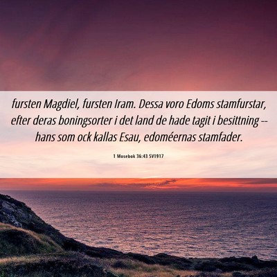 Picture 06 - 1 Mosebok 36:43 SV1917 - fursten Magdiel, fursten Iram. Dessa voro Edoms - Bible Verse Picture