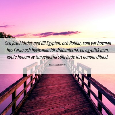 Picture 06 - 1 Mosebok 39:1 SV1917 - Och Josef fördes ned till Egypten; och Potifar, - Bible Verse Picture