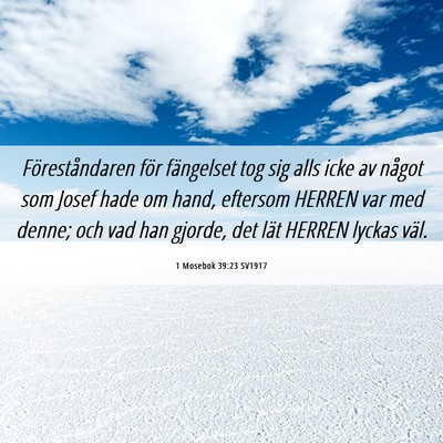 Picture 06 - 1 Mosebok 39:23 SV1917 - Föreståndaren för fängelset tog sig alls icke - Bible Verse Picture
