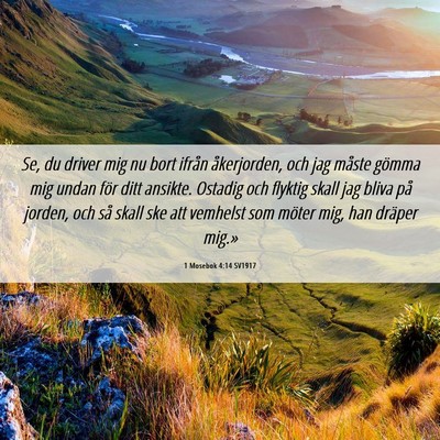 Picture 06 - 1 Mosebok 4:14 SV1917 - Se, du driver mig nu bort ifrån åkerjorden, och - Bible Verse Picture