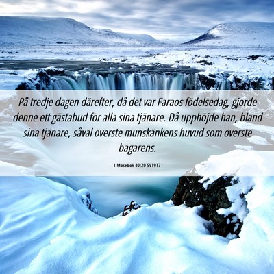 Picture 06 - 1 Mosebok 40:20 SV1917 - På tredje dagen därefter, då det var Faraos - Bible Verse Picture