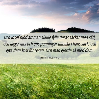 Picture 06 - 1 Mosebok 42:25 SV1917 - Och Josef bjöd att man skulle fylla deras - Bible Verse Picture