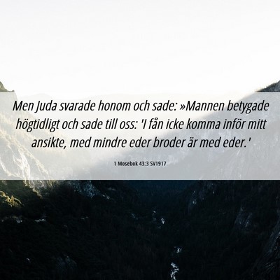 Picture 06 - 1 Mosebok 43:3 SV1917 - Men Juda svarade honom och sade: »Mannen - Bible Verse Picture
