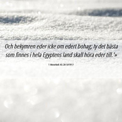 Picture 06 - 1 Mosebok 45:20 SV1917 - Och bekymren eder icke om edert bohag; ty det - Bible Verse Picture