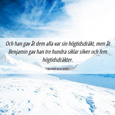 Picture 06 - 1 Mosebok 45:22 SV1917 - Och han gav åt dem alla var sin högtidsdräkt, - Bible Verse Picture