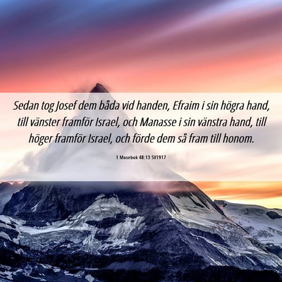 Picture 06 - 1 Mosebok 48:13 SV1917 - Sedan tog Josef dem båda vid handen, Efraim i - Bible Verse Picture