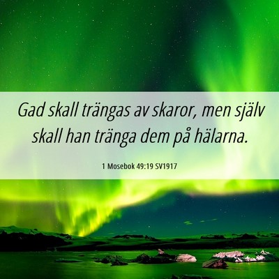 Picture 06 - 1 Mosebok 49:19 SV1917 - Gad skall trängas av skaror, men själv skall - Bible Verse Picture
