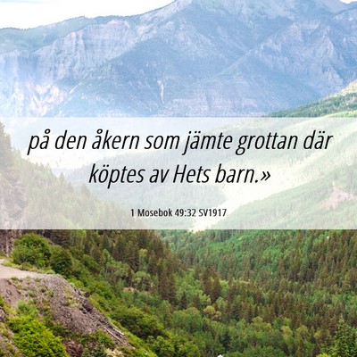 Picture 06 - 1 Mosebok 49:32 SV1917 - på den åkern som jämte grottan där köptes av - Bible Verse Picture