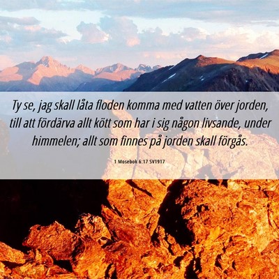 Picture 06 - 1 Mosebok 6:17 SV1917 - Ty se, jag skall låta floden komma med vatten - Bible Verse Picture