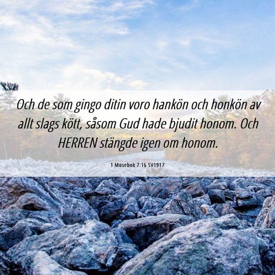 Picture 06 - 1 Mosebok 7:16 SV1917 - Och de som gingo ditin voro hankön och honkön - Bible Verse Picture