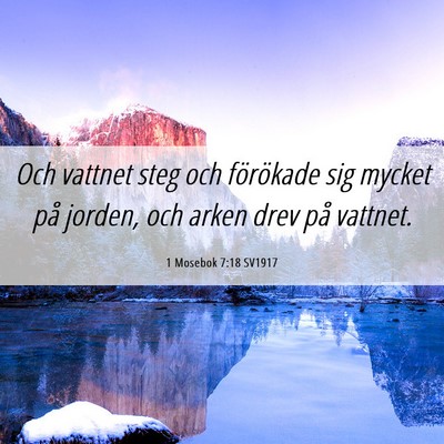 Picture 06 - 1 Mosebok 7:18 SV1917 - Och vattnet steg och förökade sig mycket på - Bible Verse Picture
